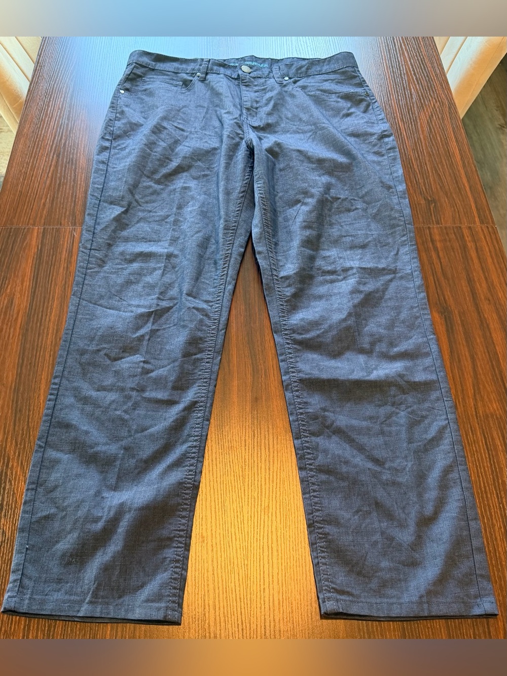 Perry Ellis Mens Blue Grey Stretch 5 Pocket Pants Casual Chino Slacks 34x30